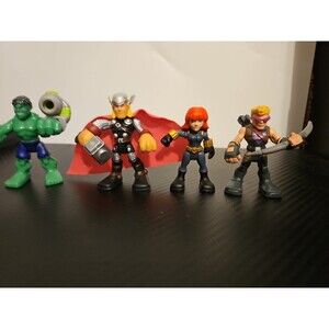Playskool Super Hero Adventures Marvel Heroes Lot of 4 Hulk Thor Widow Hawkeye